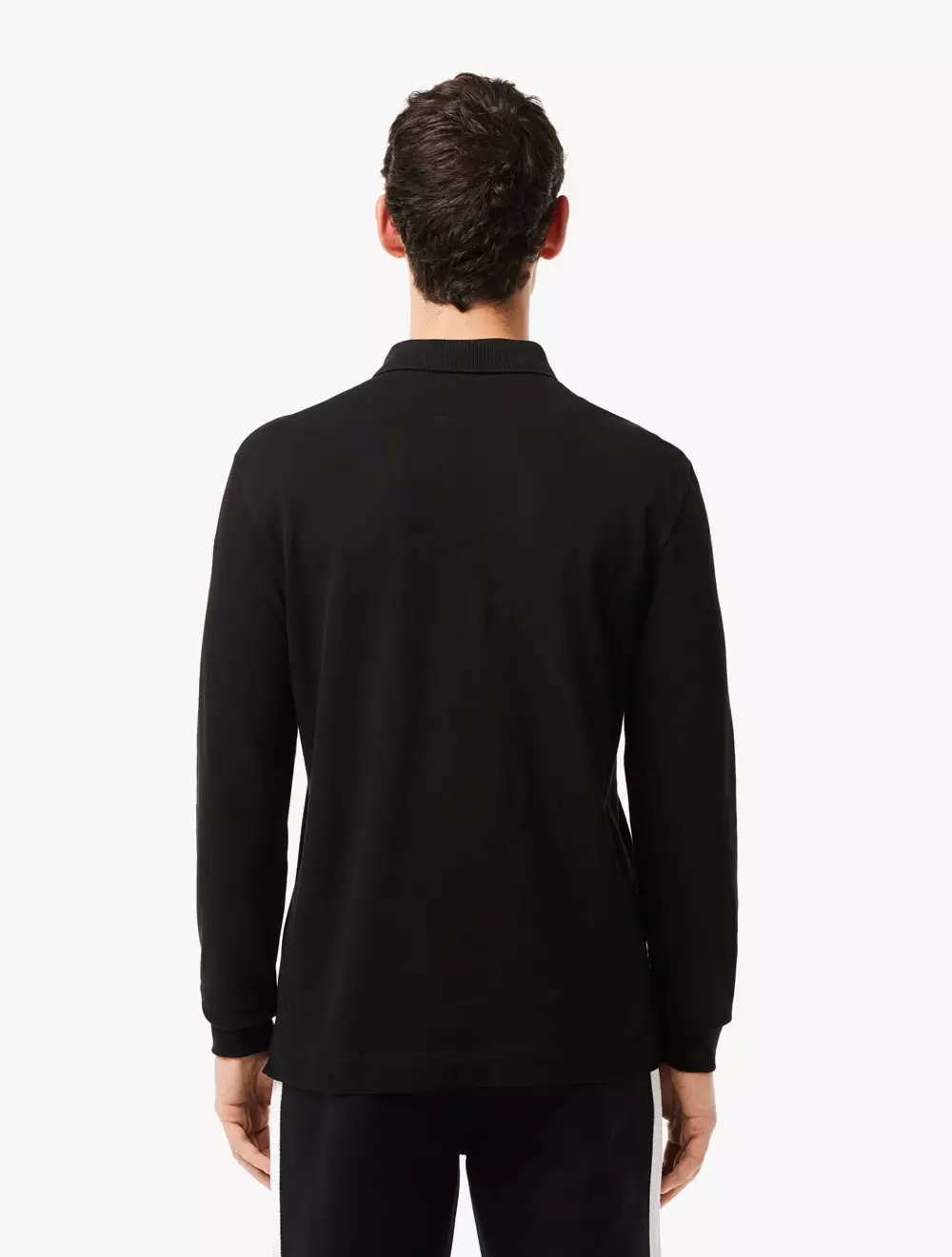Smart Paris long sleeve stretch cotton Polo Shirt - Black