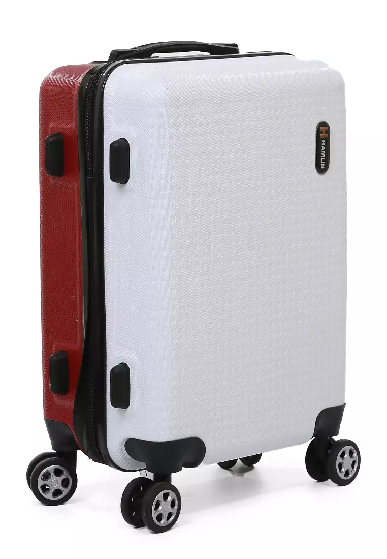 Carlton Koper Hardcase Unisex Size 20 Inch Dual Tone Color Large Compartment Suitcase Code Lock System Material ABS+PVC Coated ORIGINAL - White Red