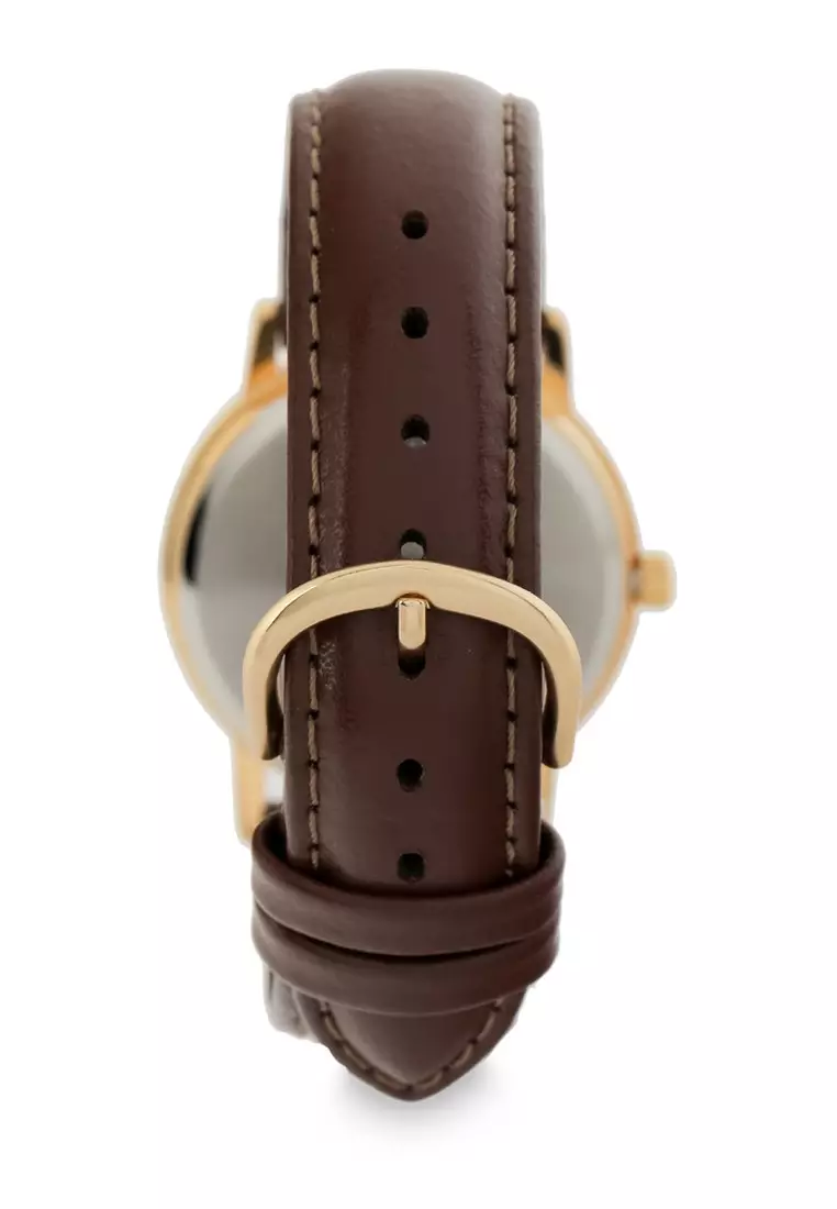 Casio Jam Tangan Pria Brown Gold Leather Strap MTP-1095Q-9B1