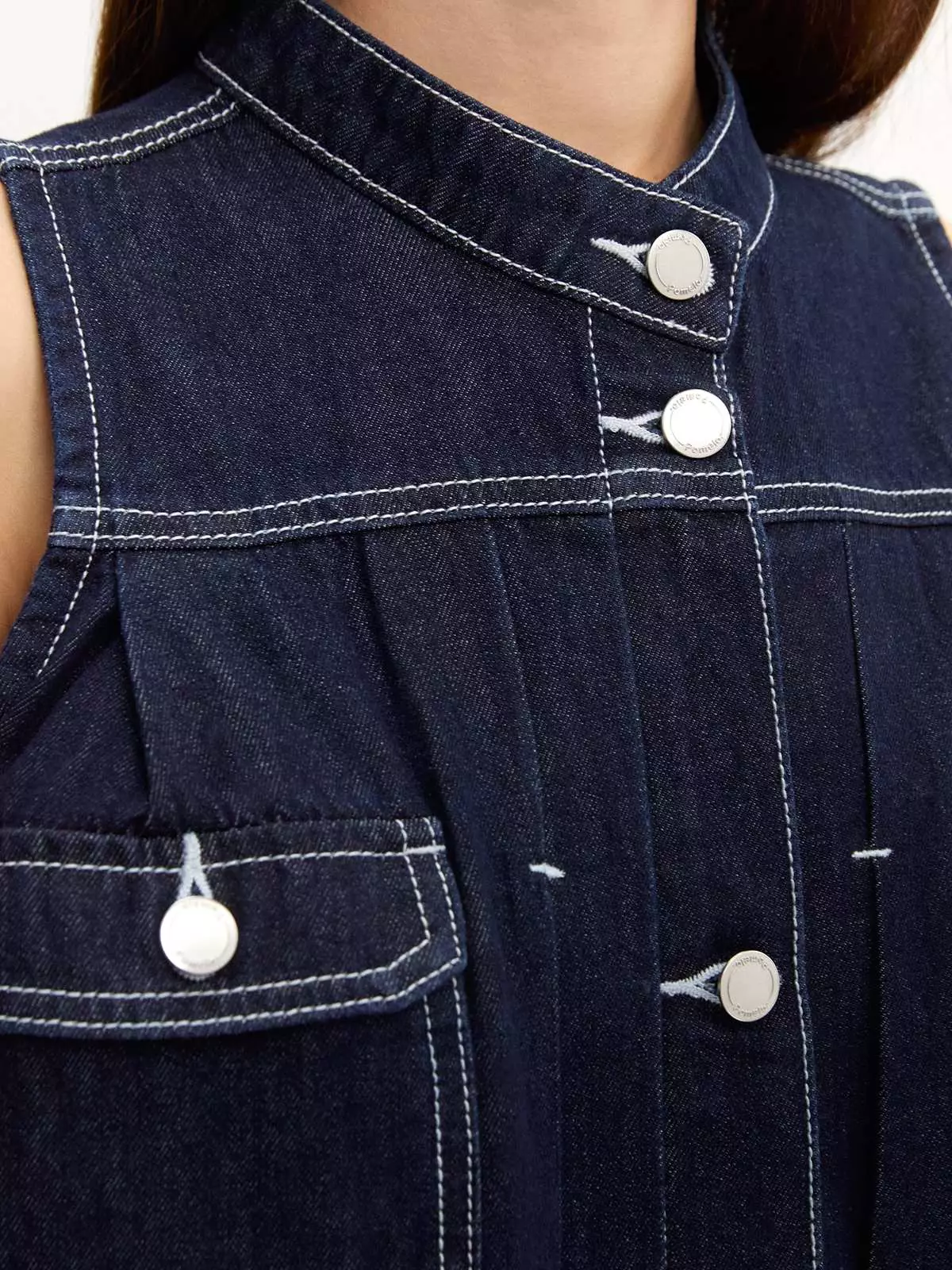 Denim Sleeveless Dress - Navy