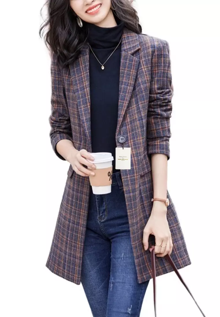 Chequered suit jacket shop