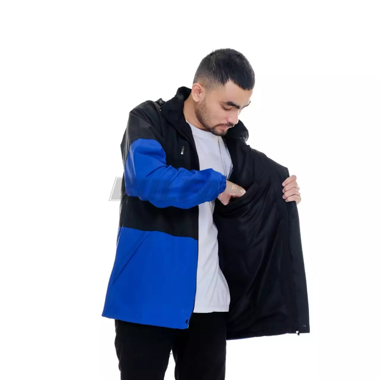 Jaket Taslan Hoodie Outdoor Black Blue