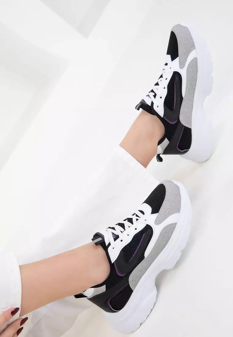 White-Black-Purple Women's Sneaker 20413