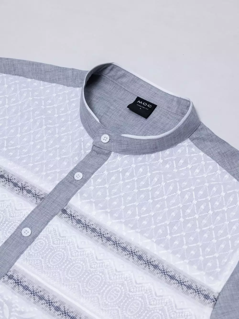 MOC Kemeja Koko Lengan Pendek Pria Hadid - Grey Warna Grey