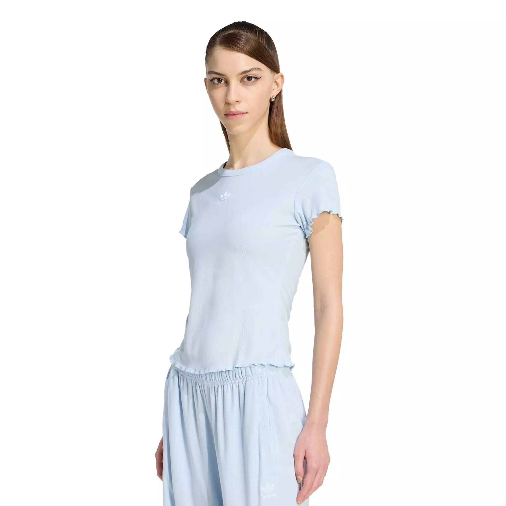 Lifestyle ESSENTIALS SCALLOPED EDGE BABY TEE Women Blue KE1108