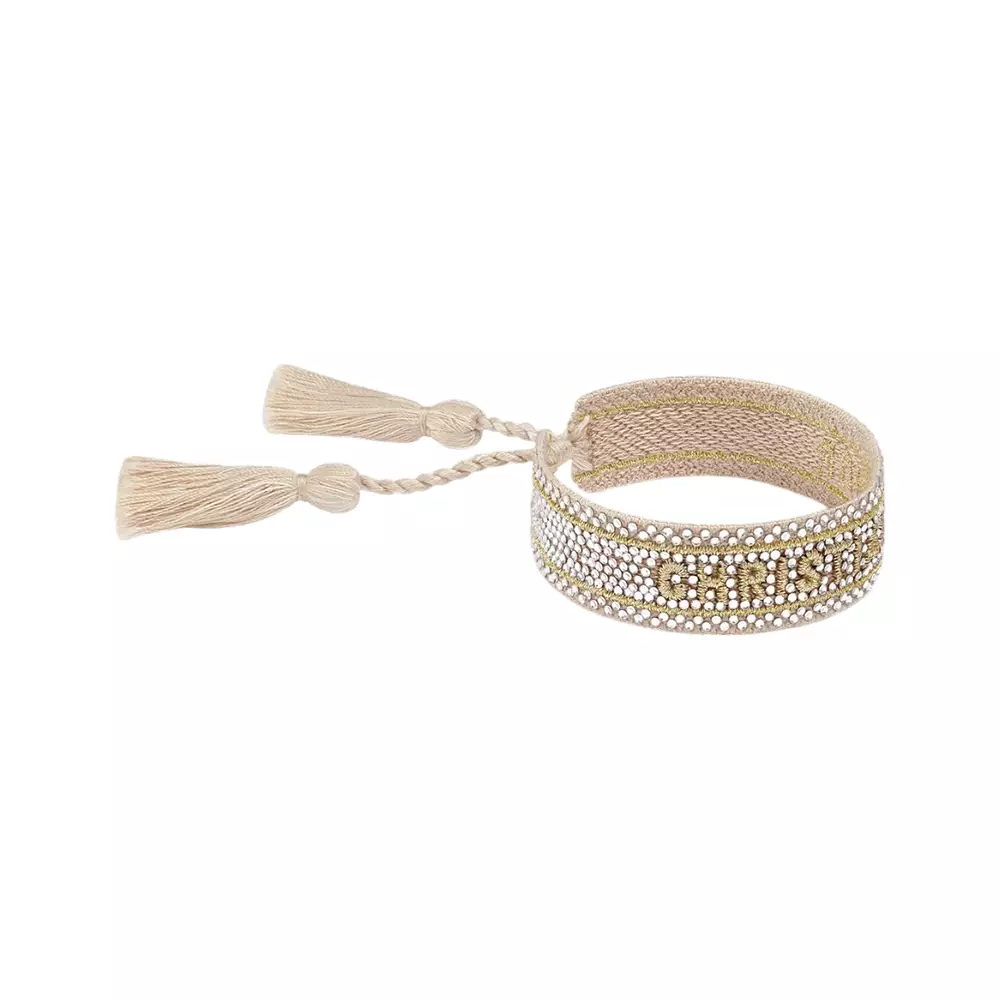 [4.4PRIL KEJUTAN HARGA] CD Bracelet Crystal Clear Beige Cotton
