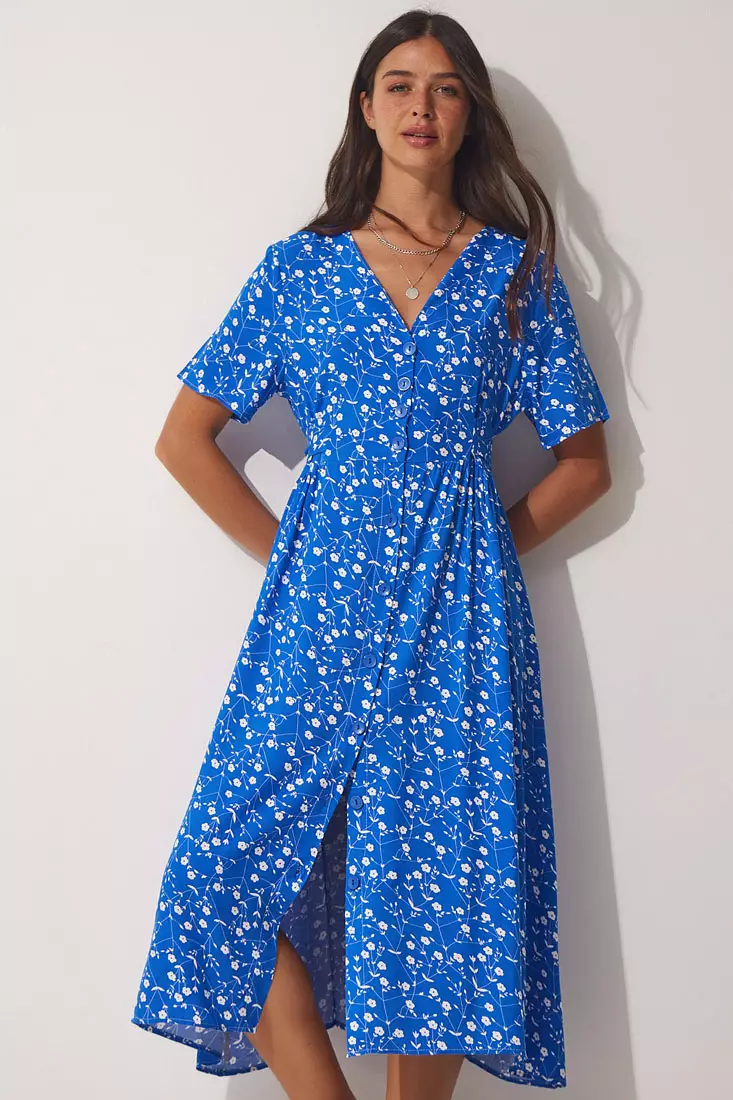 Floral Summer Dress with Buttons