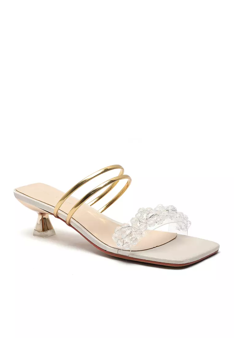 Rhinestone Buckle Mule Heels 8745-3