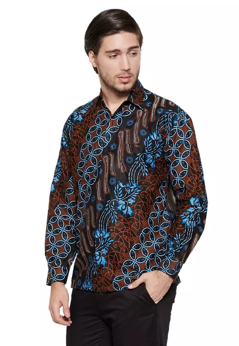 Seno Kemeja Batik Exclusive Premium Pria Casual Modern Lengan Panjang
