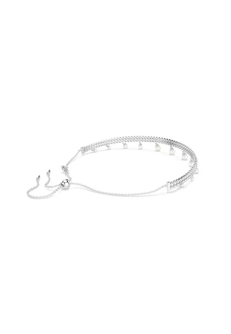 Ariana Grande x Swarovski choker, Crystal pearl, Round cut, White, Rhodium plated