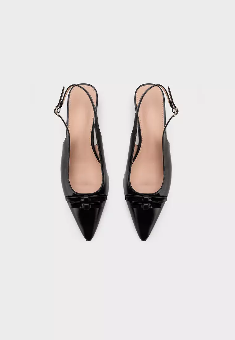 POINTY TOE SLINGBACK HEEL WITH BOW