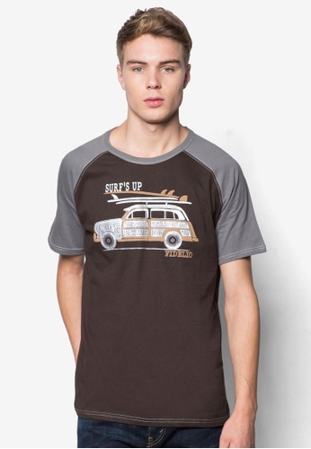 「衝浪去」拉克蘭袖圖案設計TEE, 服飾esprit 品牌, T恤