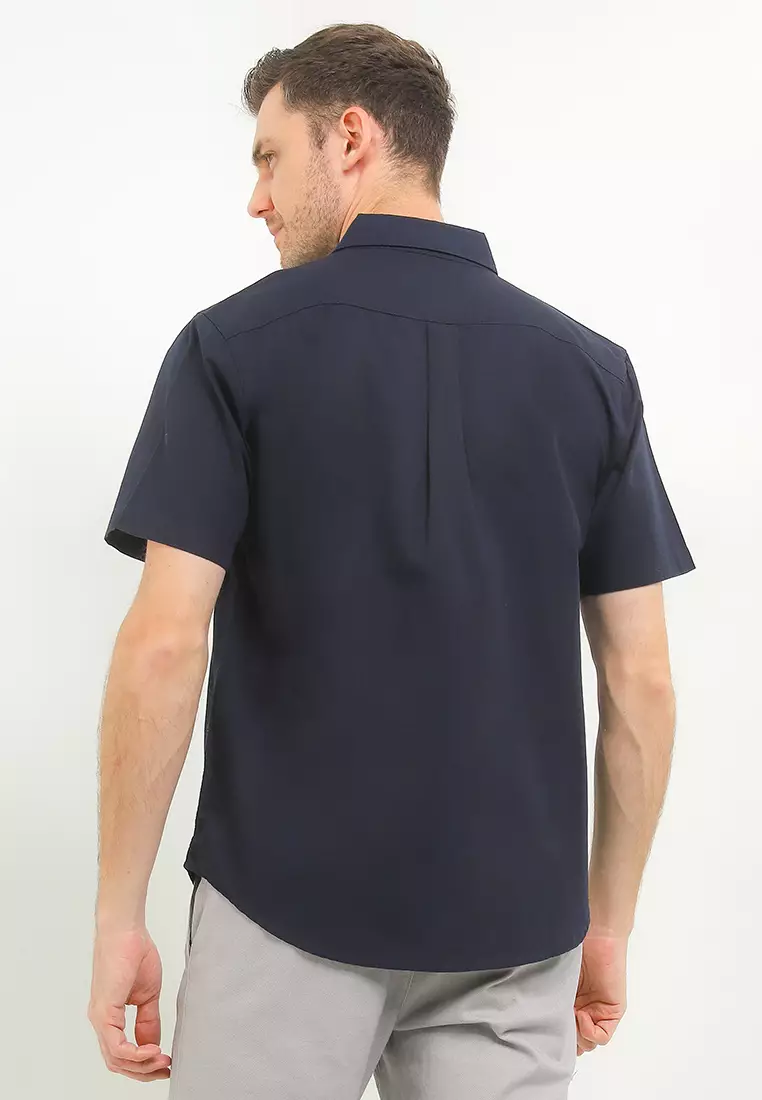Kemeja Lengan Pendek Basic Slim Fit - Navy