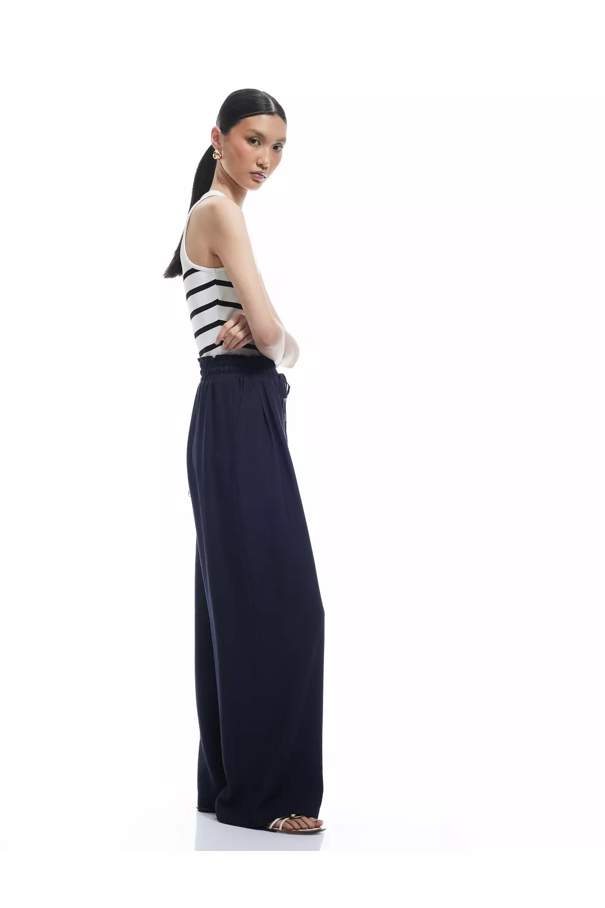 Regular Fit Viscose Wide Leg Palazzo Trousers