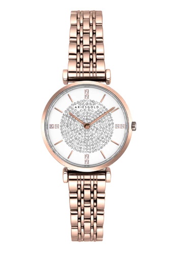 Aries Gold 粉紅色 Aries Gold Vigoureux L 5039Z RG-W White and Rose Gold Stainless Steel Watch DA447ACB9B52B4GS_1