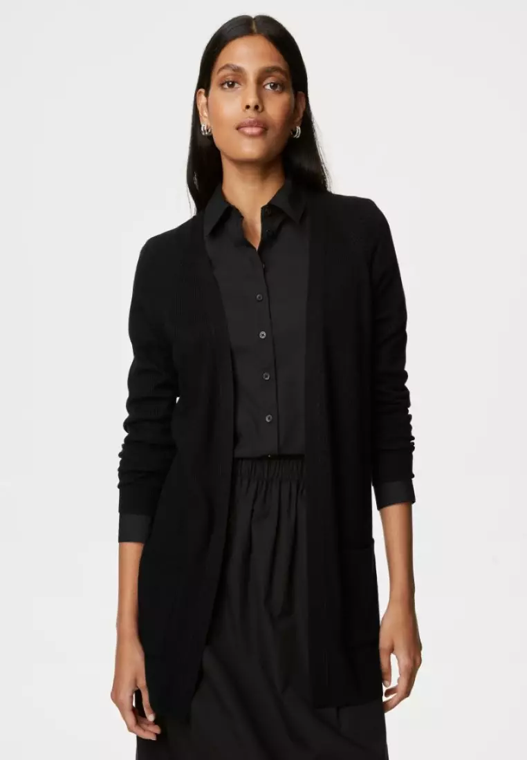 Buy MARKS SPENCER Ribbed Edge to Edge Longline Cardigan 2025