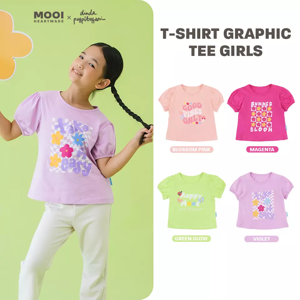 Mooi X Dinda Puspitasari Kaos Anak Perempuan T-shirt Graphic Tee Girls - Green Glow