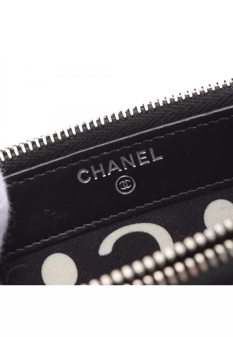 Pre-Loved Chanel matelasse chain wallet Caviar skin black silver hardware