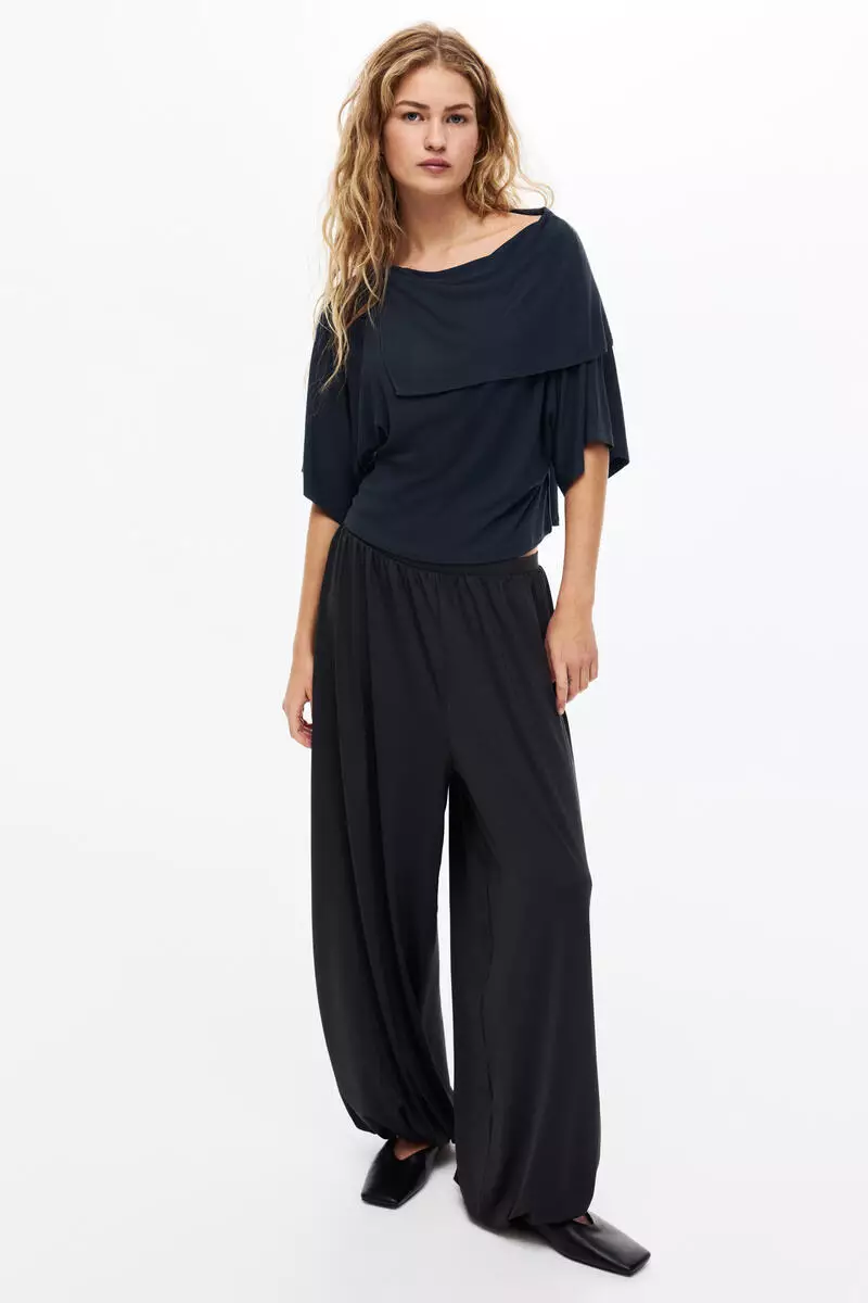 Cape-detail jersey top