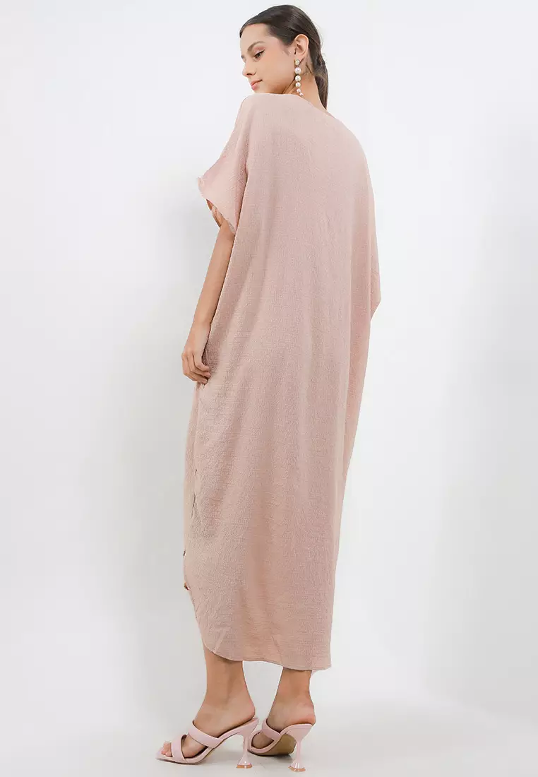 Texture Ruched Kaftan With Pin
