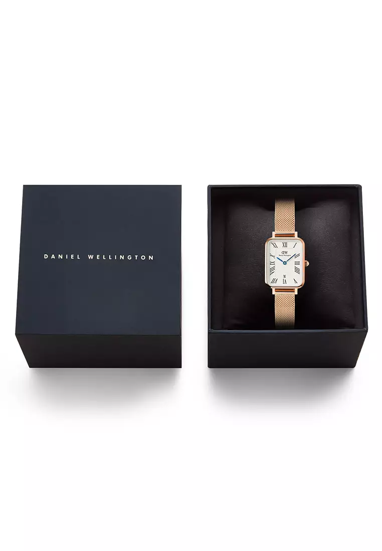 Quadro Roman Numerals Date Melrose White Rose Gold Women Watch stainless steel watch DW Official Authentic Original jam tanggan perempuan DW jam tangan