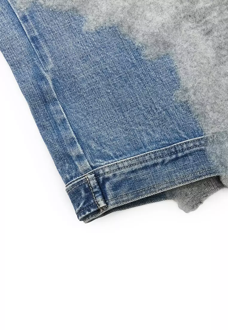 Sweater / Oversized Knitted Denim Panel Pullover