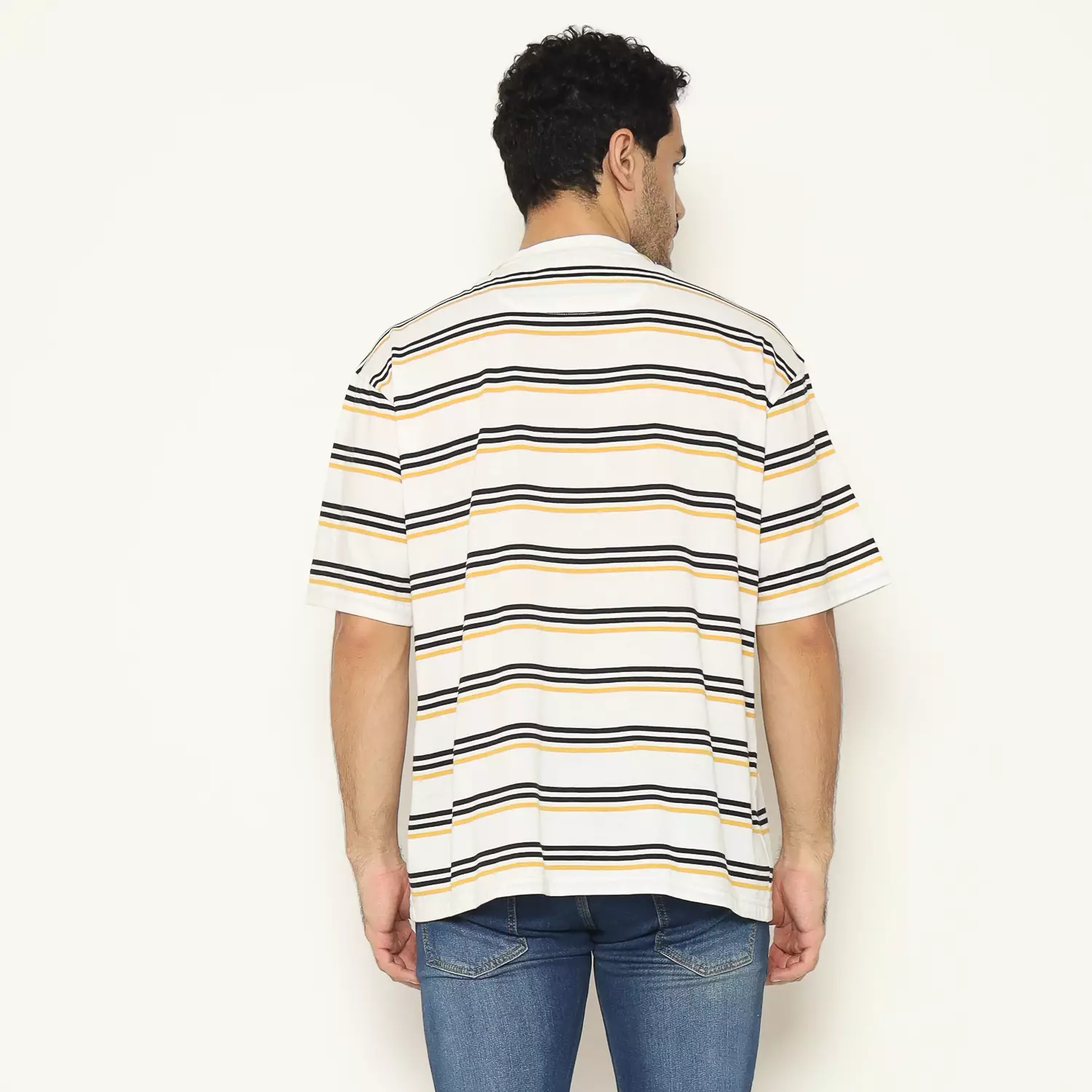 Hammer Men T-shirt Striped Oversize J1OTS17W1 | Kaos Pria Lengan Pendek Putih Navy