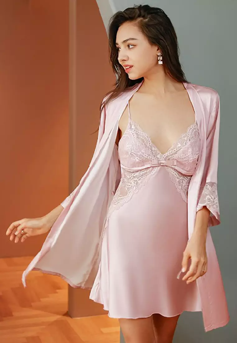 Buy ZITIQUE Women's Sexy Lace Pajamas Two Piece Pink Online