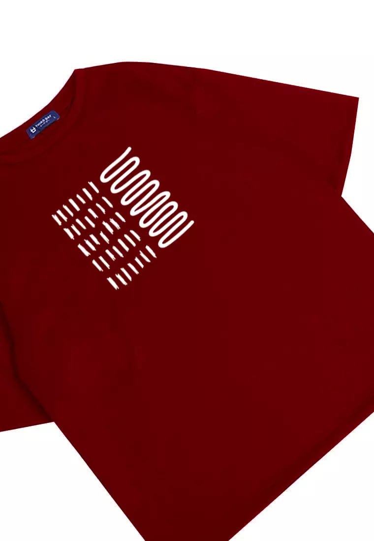 MTN98 kaos oversize abstrak aesthetic kece pria scuba bahan tebal crew neck maroon