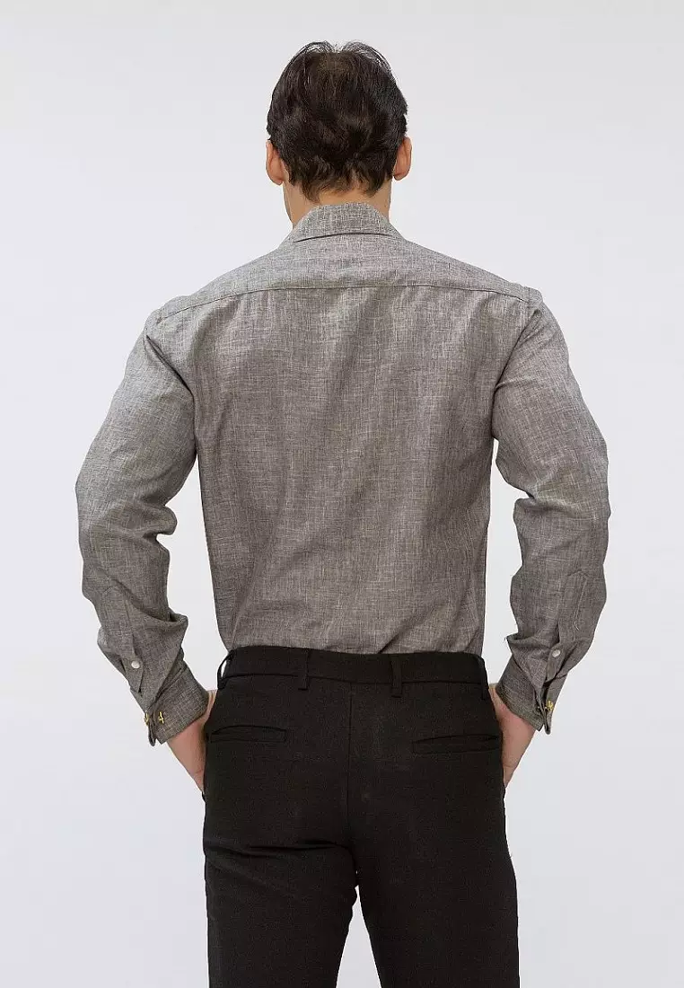 Houseofcuff Kemeja formal Kerja Slim Fit French Cuff Abuabu