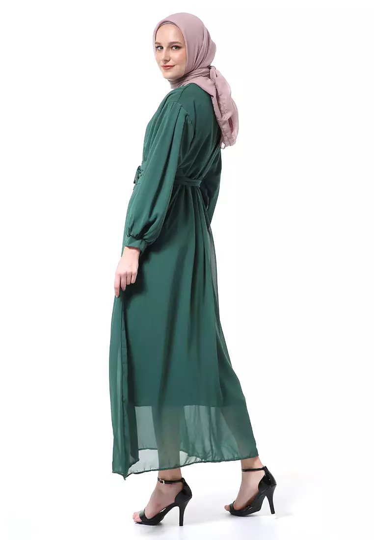 Alika Gamis Dress Long Sleeve Wanita Muslimah High Quality Premium - Green