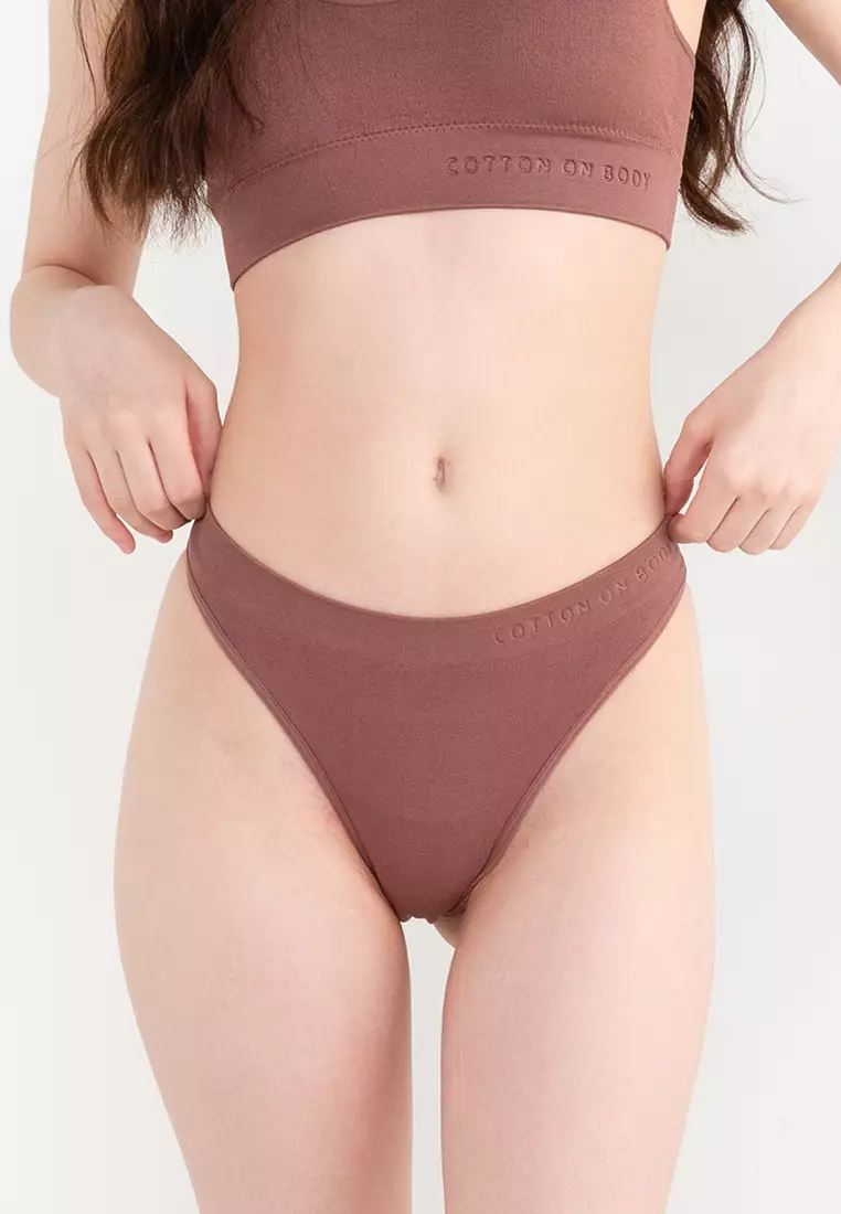 Buy Cotton On Body Seamless High Cut Brasiliano Brief in Rose