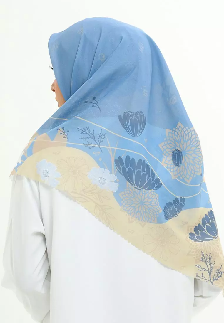 Rabbani - Kerudung Segi Empat Motif Tetra Naula H0 - Stellar Blue