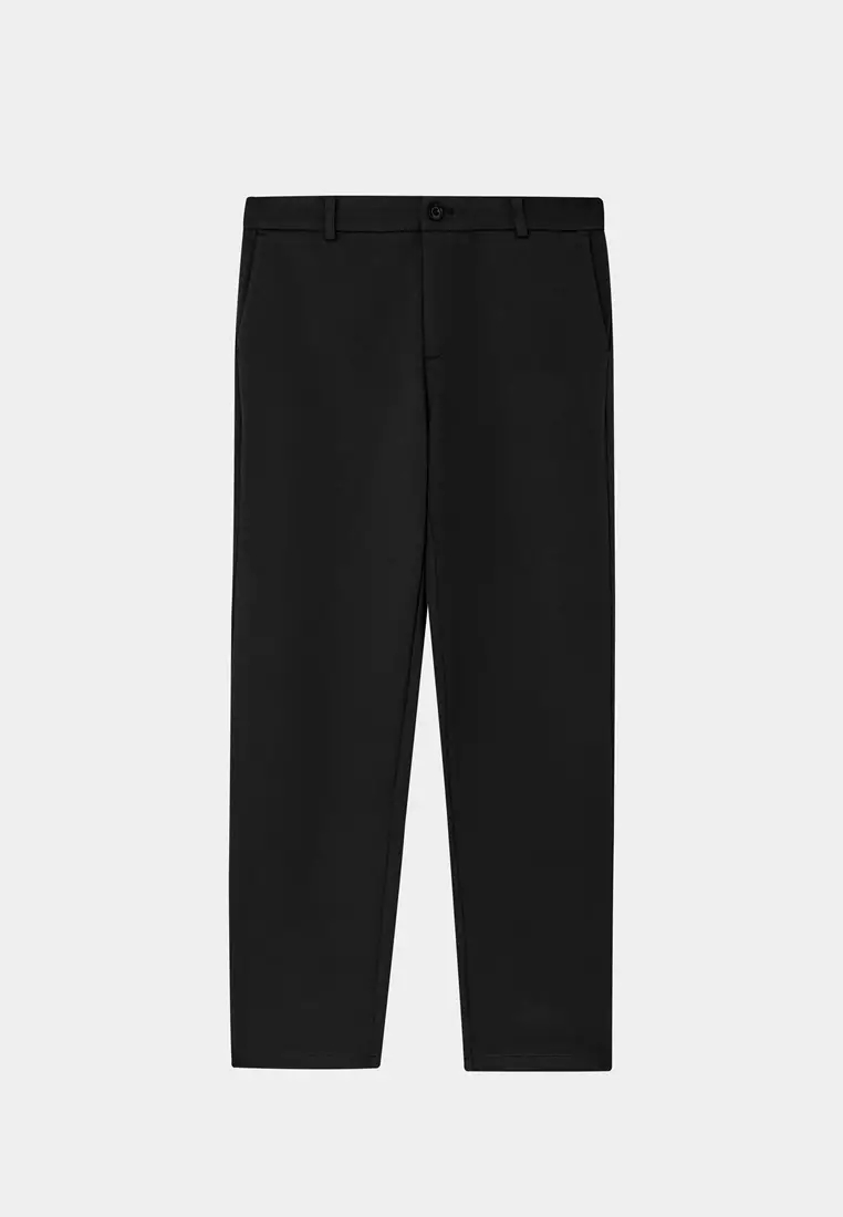 黑低腰修身針織長褲