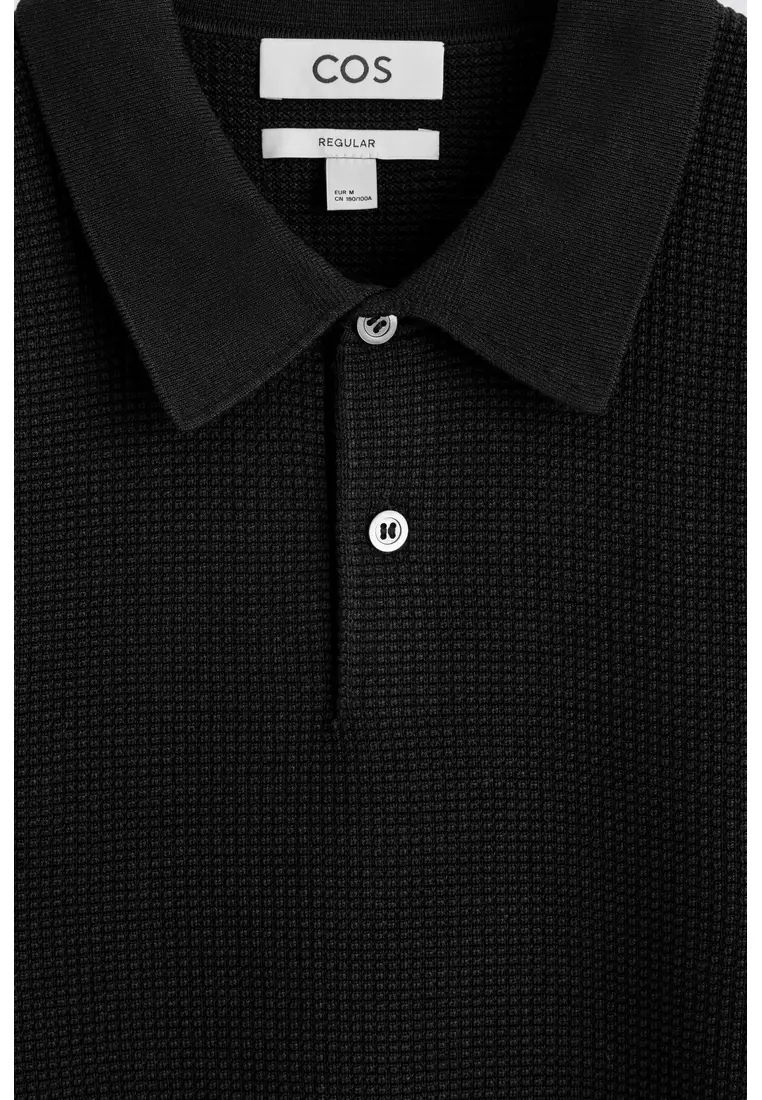 WAFFLE-KNIT COTTON POLO SHIRT