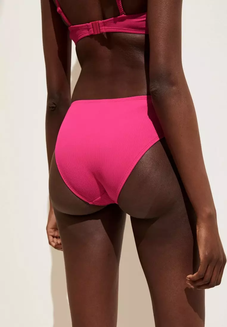 Ribbed High Leg Bikini Bottoms