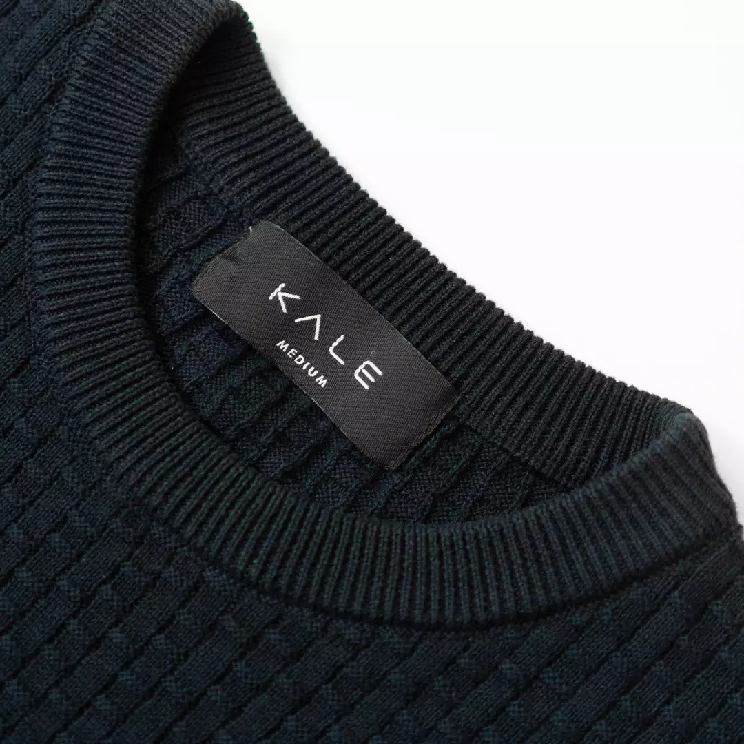Kale Miller Navy / Sweater Rajut Pria Lengan Pendek / Knitwear