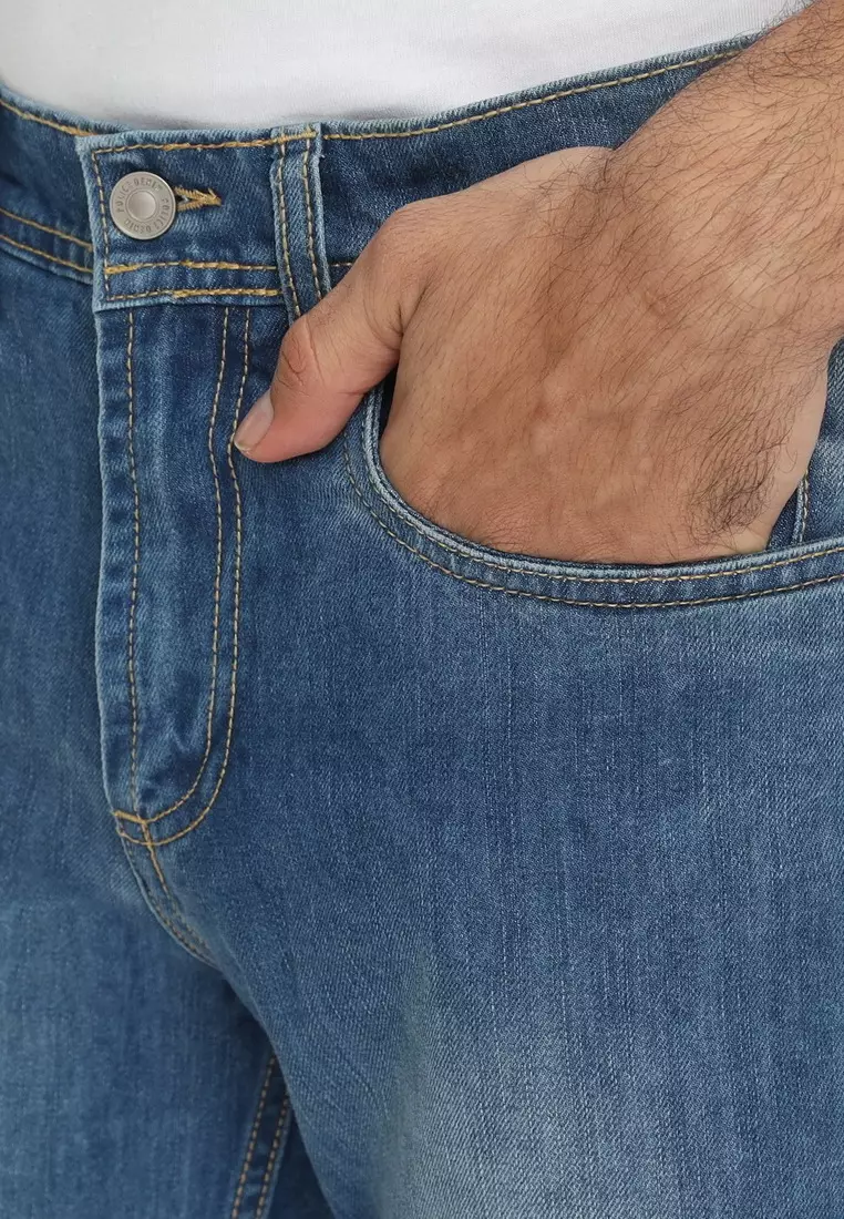 POLICE Celana Jeans Panjang V Pocket Brad Medium Regular Fit Pria