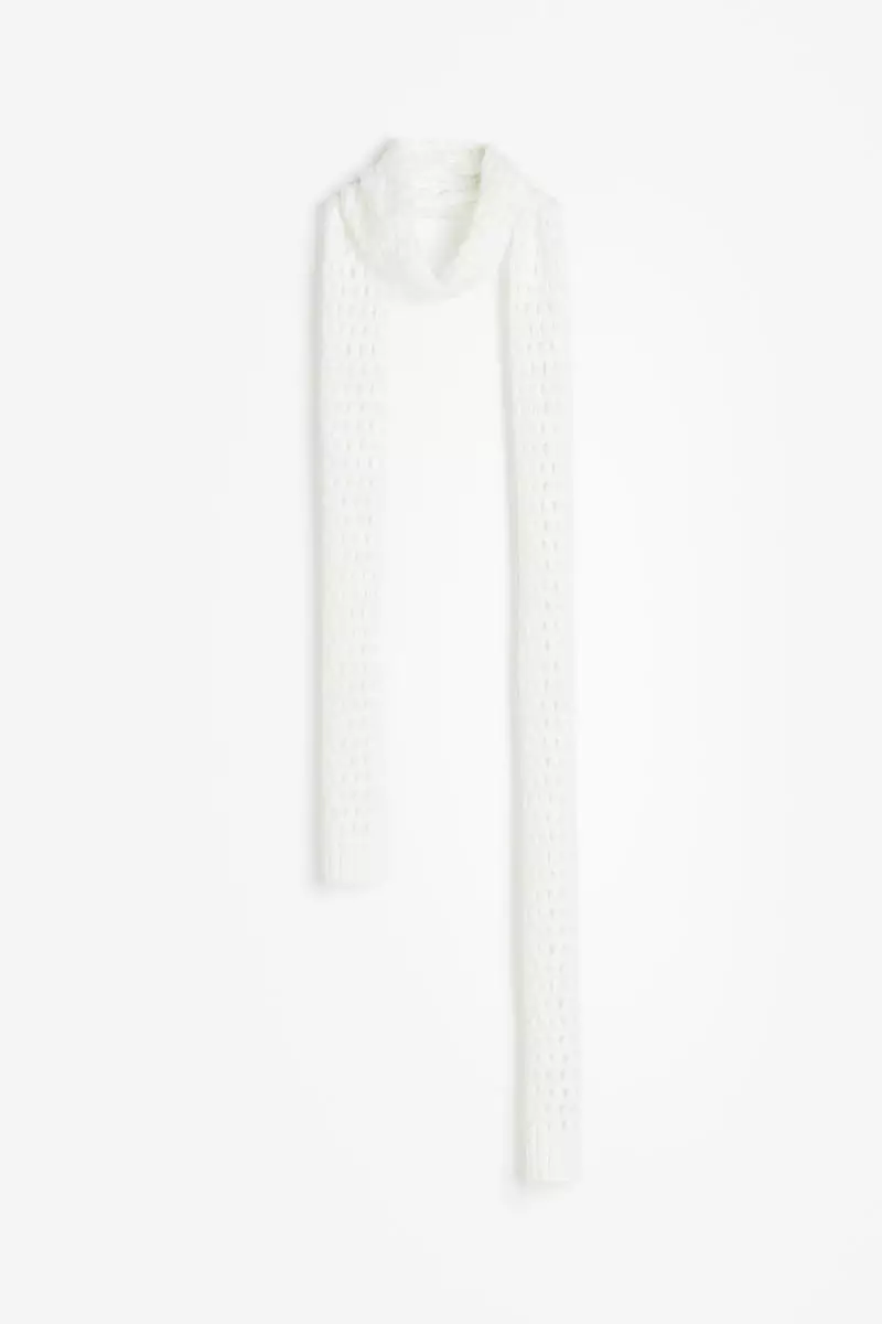 Skinny hole-knit scarf