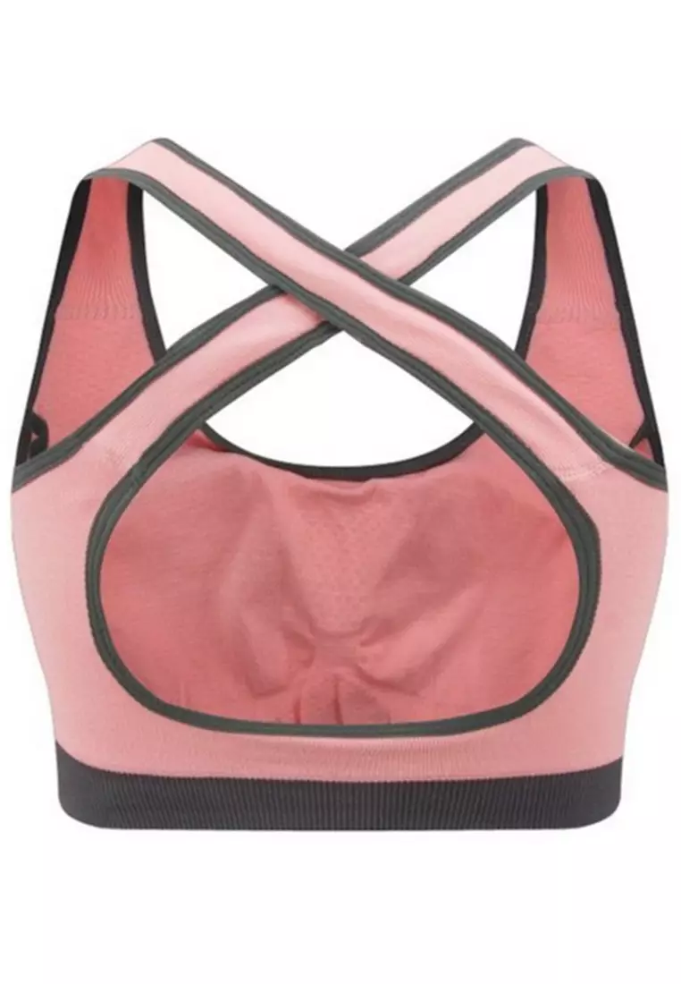 Seamless Cross Back Padded Wire-Free Sport Bra