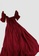 Miss M Curve red Front Drawstring Ruched Overlapped Off Shoulder Solid Dress 34C12AA7B8FCF4GS_1