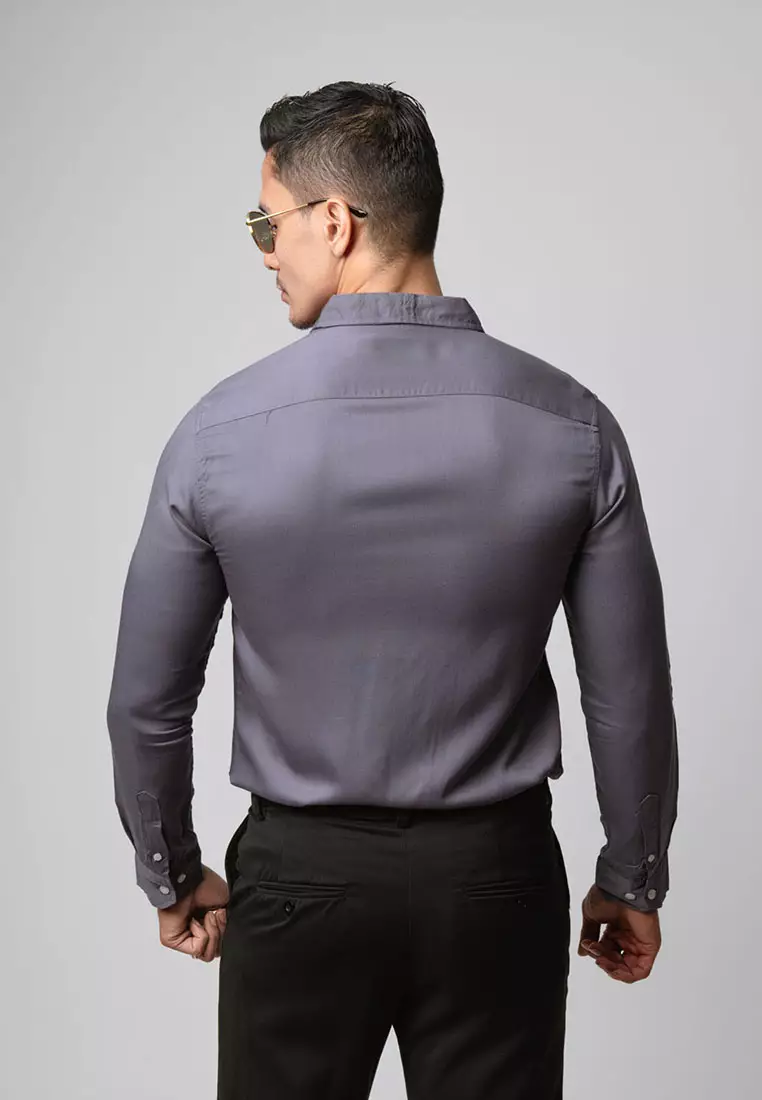 Viscose Dark Grey Casual Shirt