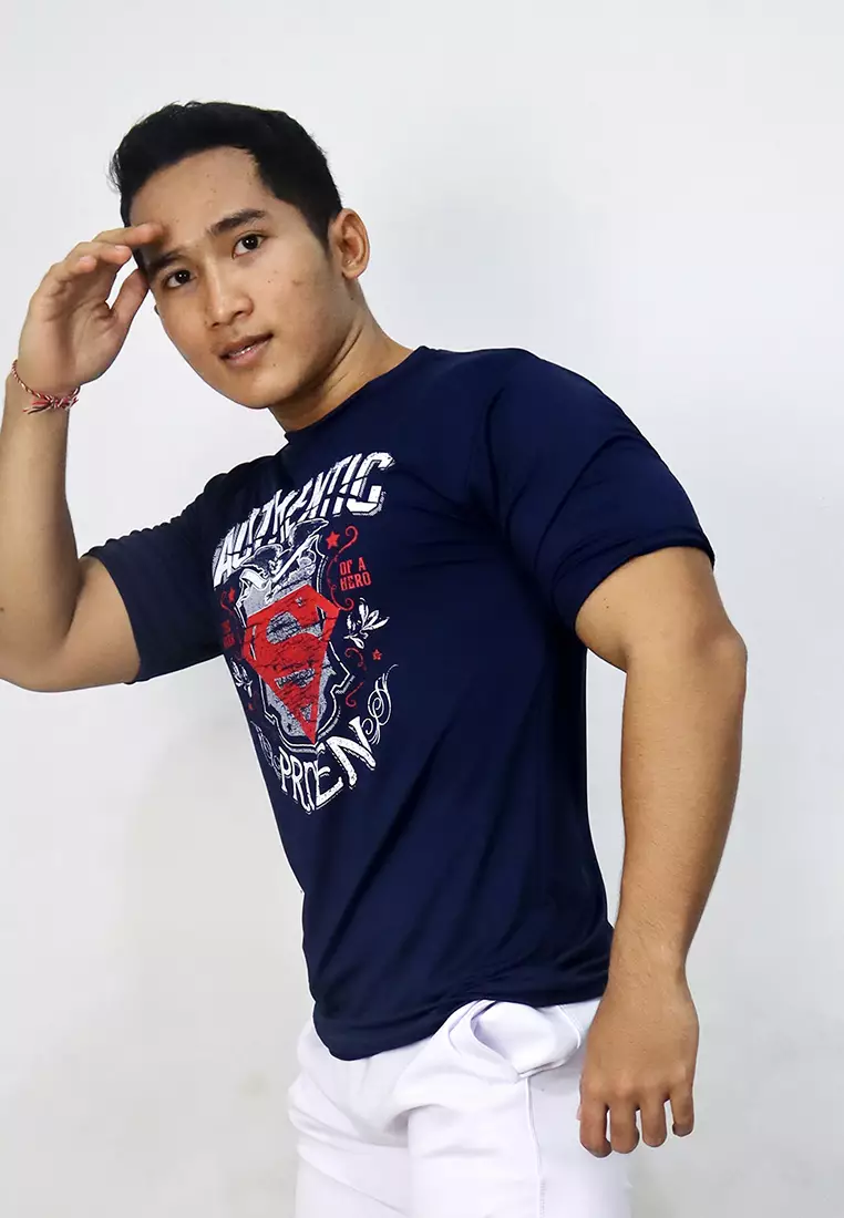 Flexzone Sports Tee Superman Authentic Shirt DC Comics Navy