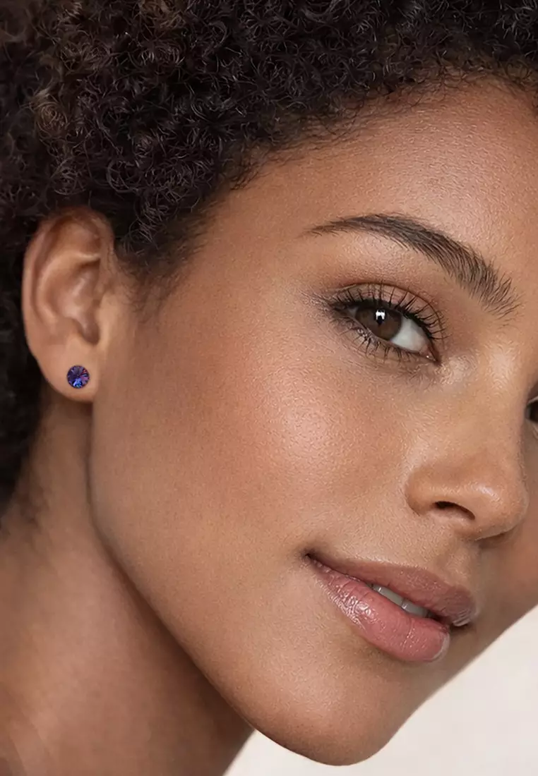 Apex Krystal Studs Embellished with SWAROVSKI® crystals-White Gold/Purple