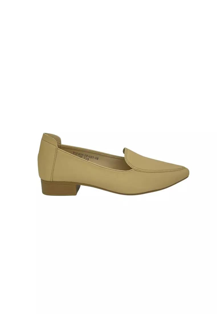 Buy Alfio Raldo Elegant Beige Leather Block Heeled Court Shoes for Formal /  Office Wear Online