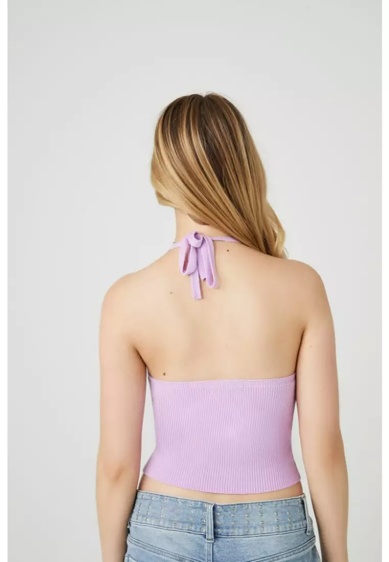 Buy FOREVER 21 Sweater Knit Cropped Halter Top 2024 Online