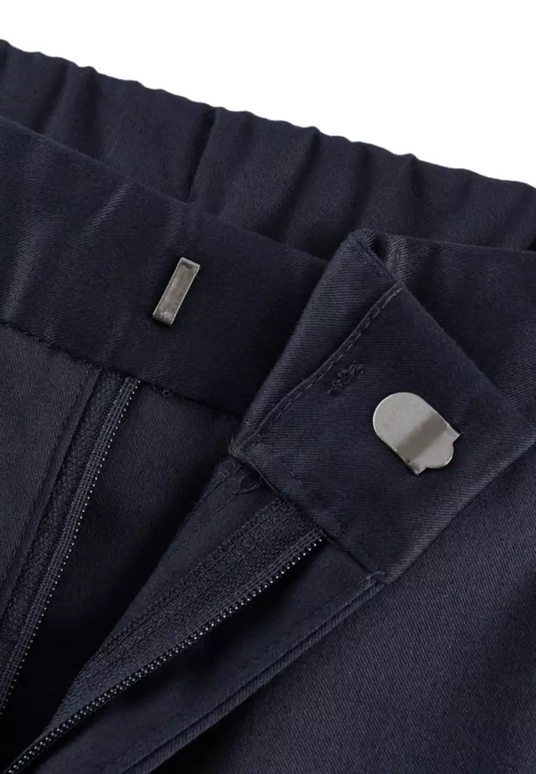 Cotton Blend Spandex Satin Cropped Cigarette Pants With Elastic Waistband