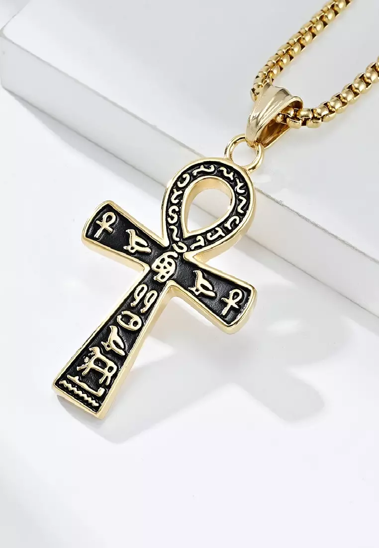 Buy ZITIQUE S316 Stainless Steel Ancient Egyptian Ankh Cross Necklace ...