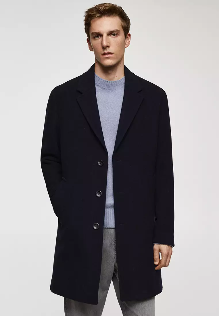 Buy MANGO Man Lightweight Recycled Wool Coat 2024 Online | ZALORA ...