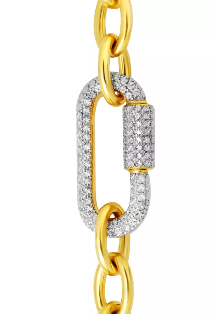 TOMEI Diamond Cut Collection Linked Bracelet, Yellow Gold 916